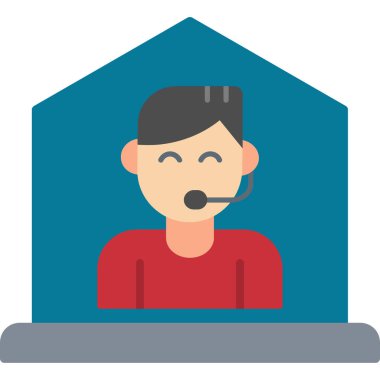 müşteri hizmet düz simgesi