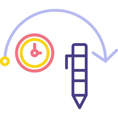 Kalem ve saati olan bir saatin vektör çizimi.