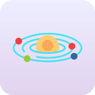 Uzayda gezegenlerin vektör çizimi, düz biçim, simge, beyaz arkaplan üzerinde izole