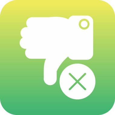 Başparmak aşağı işareti. Vektör. Yumuşak yeşil kare gradyan karede yeşil simge. Beyaz arka planda yuvarlak kare etiketi. izole