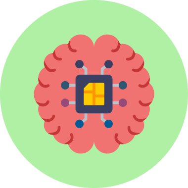 Beyin yassı simgesi, vektör illüstrasyonu.