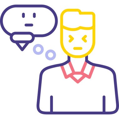 Konuşma baloncuklu kızgın adam, vektör illüstrasyonu