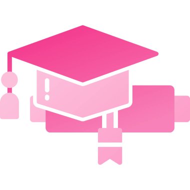 diplomalı mezuniyet şapkası, eğitim, okul ve eğitim konsepti, düz stil simgesi.