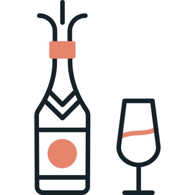 Şampanya ikonu, modern tasarım, vektör illüstrasyonu