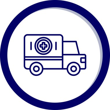 Tıbbi araç vektör ikonu. biçim düz yuvarlak sembol, kobalt rengi, yuvarlak açılar, beyaz arkaplan.