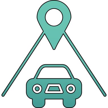 Araba konumu simgesi. Web için araba vektör simgelerinin özet çizimi