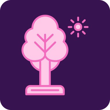 Orman ikonundaki mor çiçek beyaz arka planda izole edilmiş. vektör illüstrasyonu