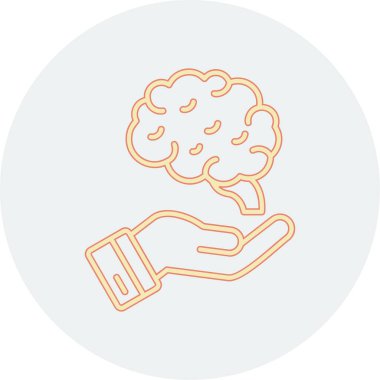 Bir beyin simgesi ile insan elinin vektör çizimi