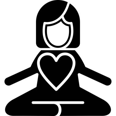 Kalp ikonu olan bir kız, basit bir tarz.