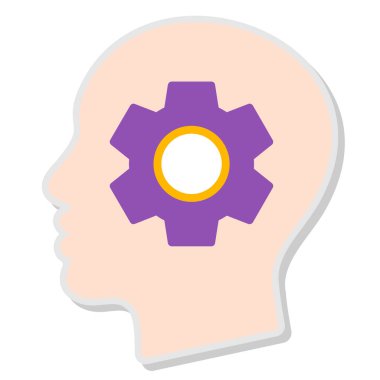 Dişliler simgesine sahip beyin, beyaz arkaplanda izole edilmiş vektör çizimi