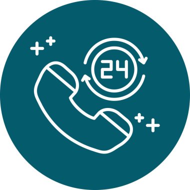 24 saat ikonu ara. Moda düz vektör illüstrasyonu.