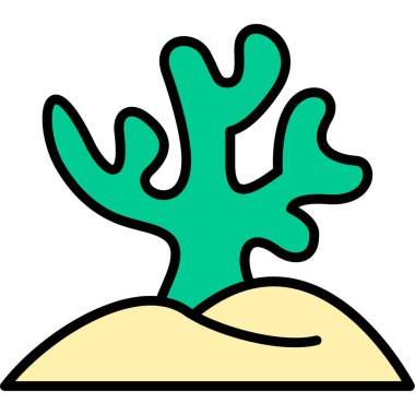 Kaktüs bitki simgesi renk ana hatları vektörü