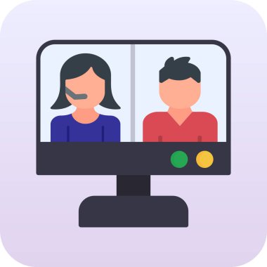 Çevrimiçi konferans. Web simgesi basit illüstrasyon