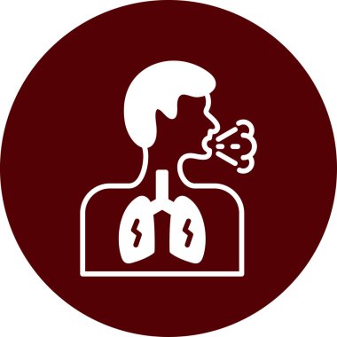 Akciğerler vektör simgesi. Stil düz yuvarlak sembol, kahverengi renk, yuvarlak açıları, beyaz arka plan.