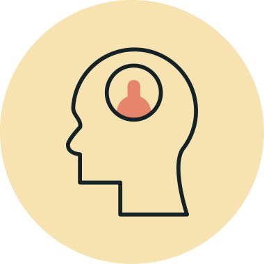 İnsan aklı, basit vektör çizimi, düşünme, ikon, düşünme, düz tasarım