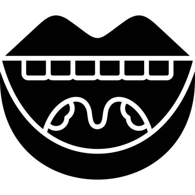 Diş ve diş teli ikonu. Web için parantez vektör simgesi olan diş tellerinin basit çizimi