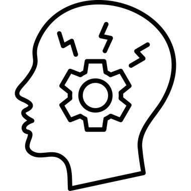 Dişli simgesi olan insan kafası, ana hat biçimi