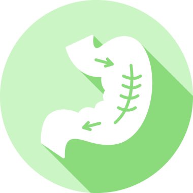 Mide vektör simgesi. biçim düz sembol, eko yeşil renk, yuvarlak açılar, beyaz arkaplan