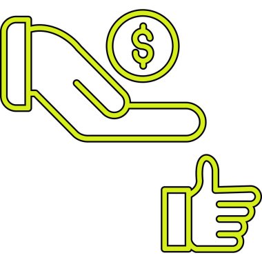 Taslak biçiminde el tıklama dolar simgesi