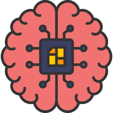 Beyin. Web simgesi basit illüstrasyon