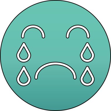 Yeşil çıkartmalı üzgün surat.