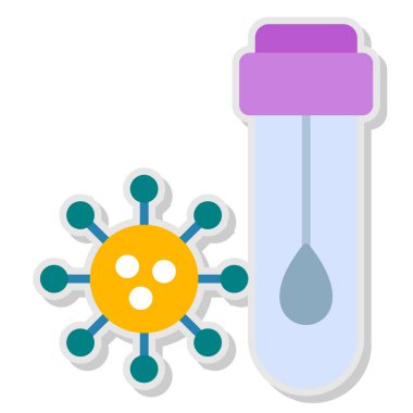covid 19 aşısı, test tüpü, koronavirüs ikonu, düz stil.