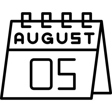 Ağustos simgesi tasarımlı takvim, web vektör illüstrasyonuName