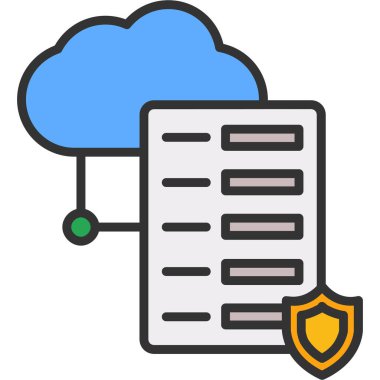 Doldurulmuş ana hatlar biçiminde bulut hesaplama veri simgesi