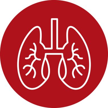 Akciğerler vektör simgesi. Stil düz yuvarlak sembol, turuncu renk, yuvarlak açıları, beyaz arka plan.