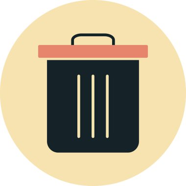 Çöp kutusu simgesi, vektör illüstrasyonu