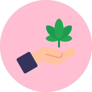 Bir bitki simgesini tutan el.