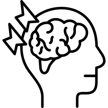 Beyni olan bir kafa. Web simgesi basit illüstrasyon