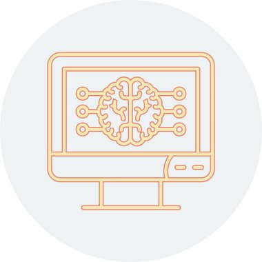 Beyin ikonu. İnce çizgi çizimi. çember izole tasarım.