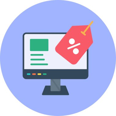 Online alışveriş düz simgesi, vektör, illüstrasyon