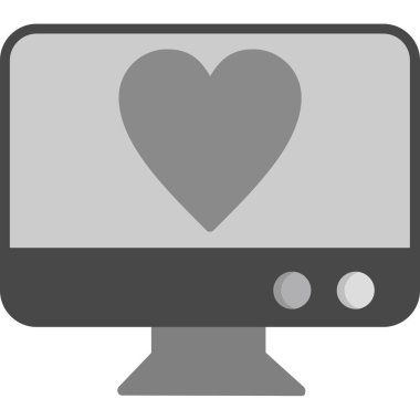 kalp simgesi olan bilgisayar monitörü