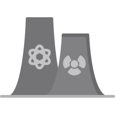 Nükleer ve nükleer santral simgesi, katı ve dolu vektör sembolü, vektör illüstrasyonu, vektör grafikleri, desen