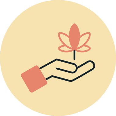 Bir çiçek ikonu vektör illüstrasyon tasarımını tutan el