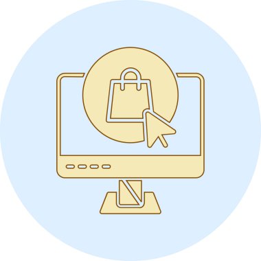 Laptop ve asma kilit vektör illüstrasyonlu alışveriş sepeti