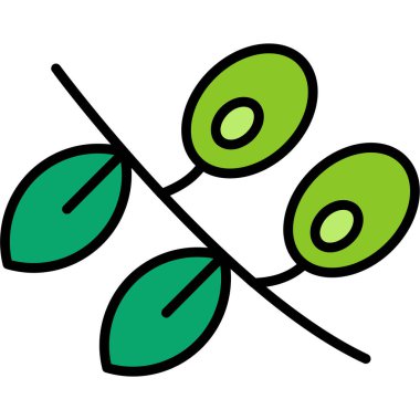 Bir çizgi film ve yeşil yaprağın vektör çizimi