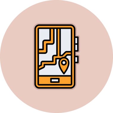 GPS haritalı akıllı telefon pin vektör illüstrasyon tasarımı