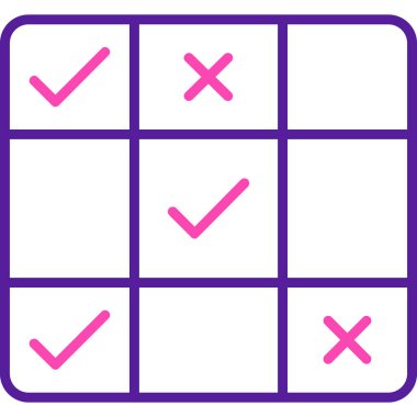 kontrol listesi mor arkaplan üzerine düz simge seti