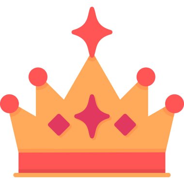 Beyaz arka planda izole edilmiş karikatür tarzında taç simgesi. Kraliçe sembolü illüstrasyonu.