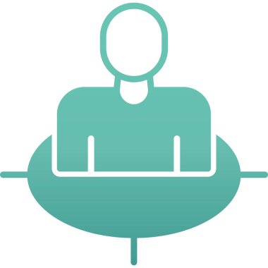 Dizüstü bilgisayarı olan adam. Basit illüstrasyon tasarımı