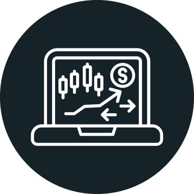 Pazar grafiği simgesi, çizgi vektör illüstrasyonu