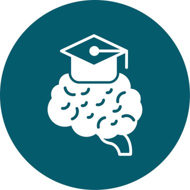 Beyin mezuniyet şapkası simgesi