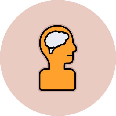 Beyin ikonu vektör illüstrasyonlu baş