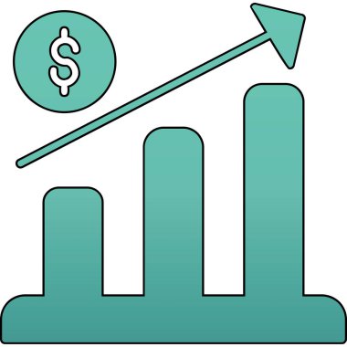 Dolar simgesi. Web için basit bir büyüme vektör simgesi çizimi