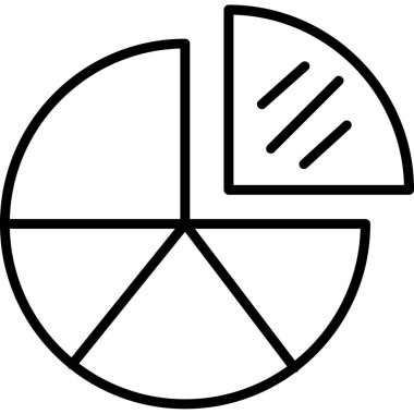 grafik pasta ikonu. Beyaz arkaplanda izole edilmiş web tasarımı için turta diyagramı vektör simgesi