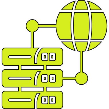 ağ bağlantı simgesi. Bağlı bağlantının vektör illüstrasyonu, ağ bağlantısı.