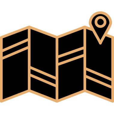 Harita simgesi. Harita vektör simgesi web için düz çizimi